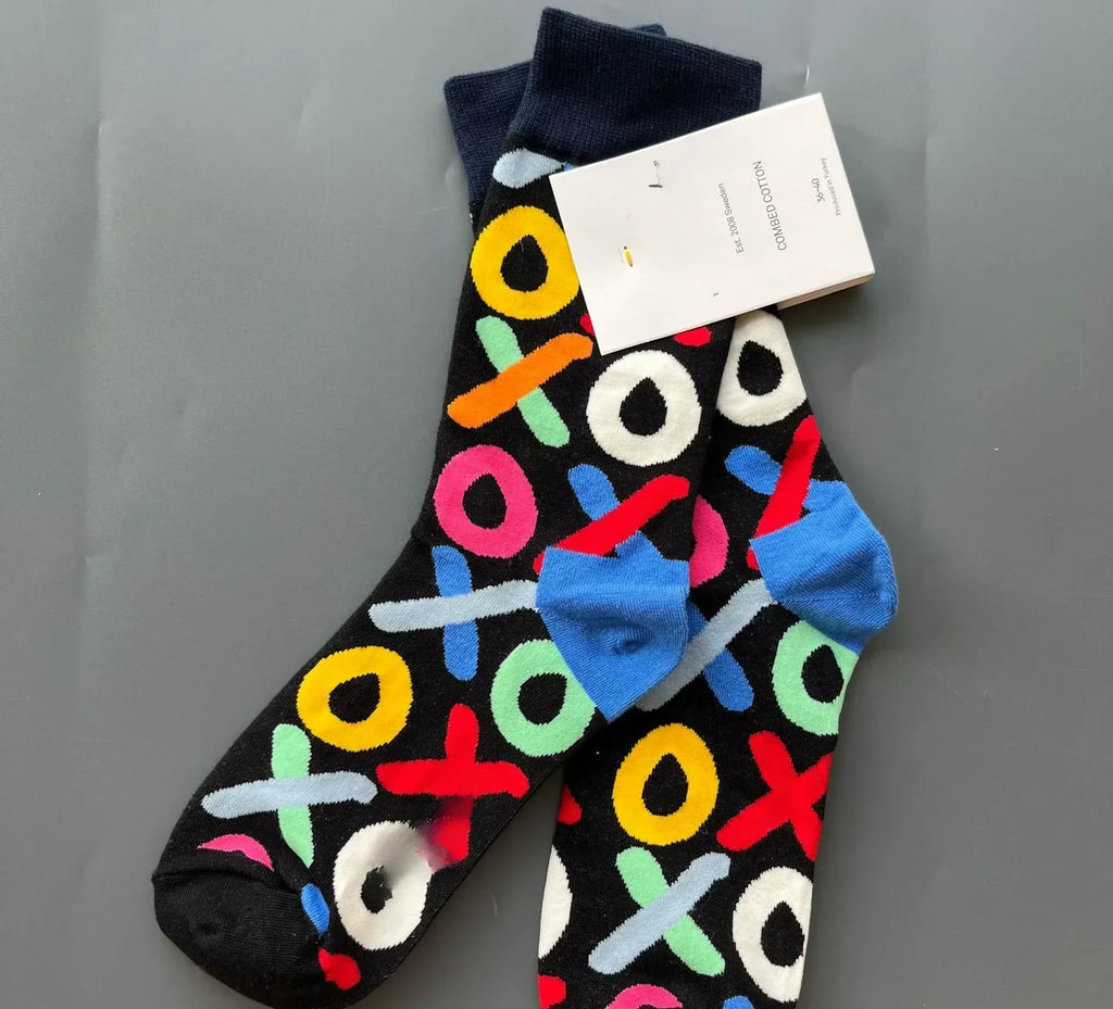 Play Mode Crew Socks | Colorful X & O Pattern Socks