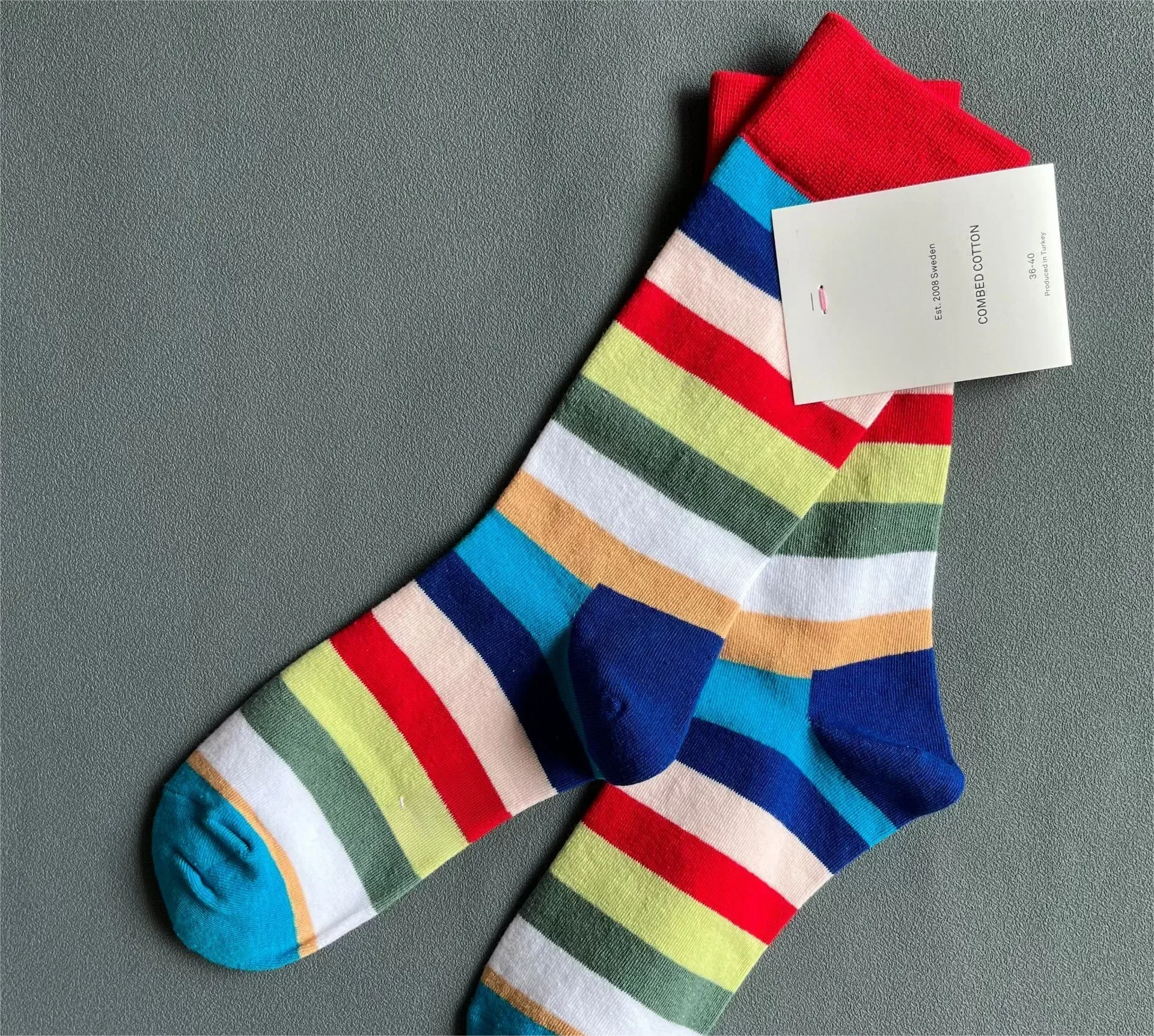 Sunset Boulevard Multicolor Stripe Crew Socks
