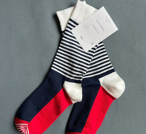 Coastal Current Black Stripe Crew Socks