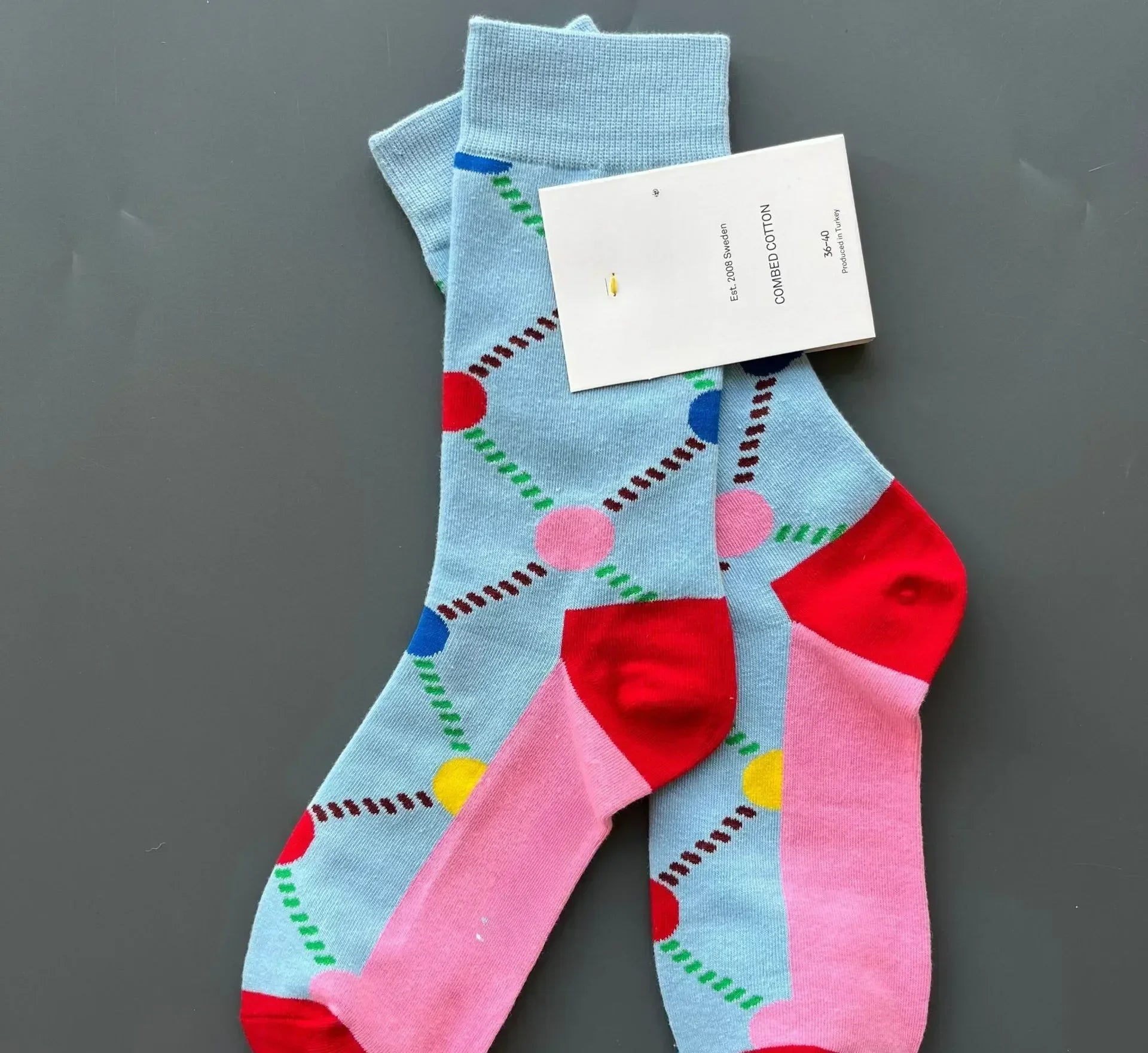 Pastel Dot Colorful Crew Socks