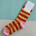Golden Hour Crew Socks | Mustard & Burgundy Stripe Socks