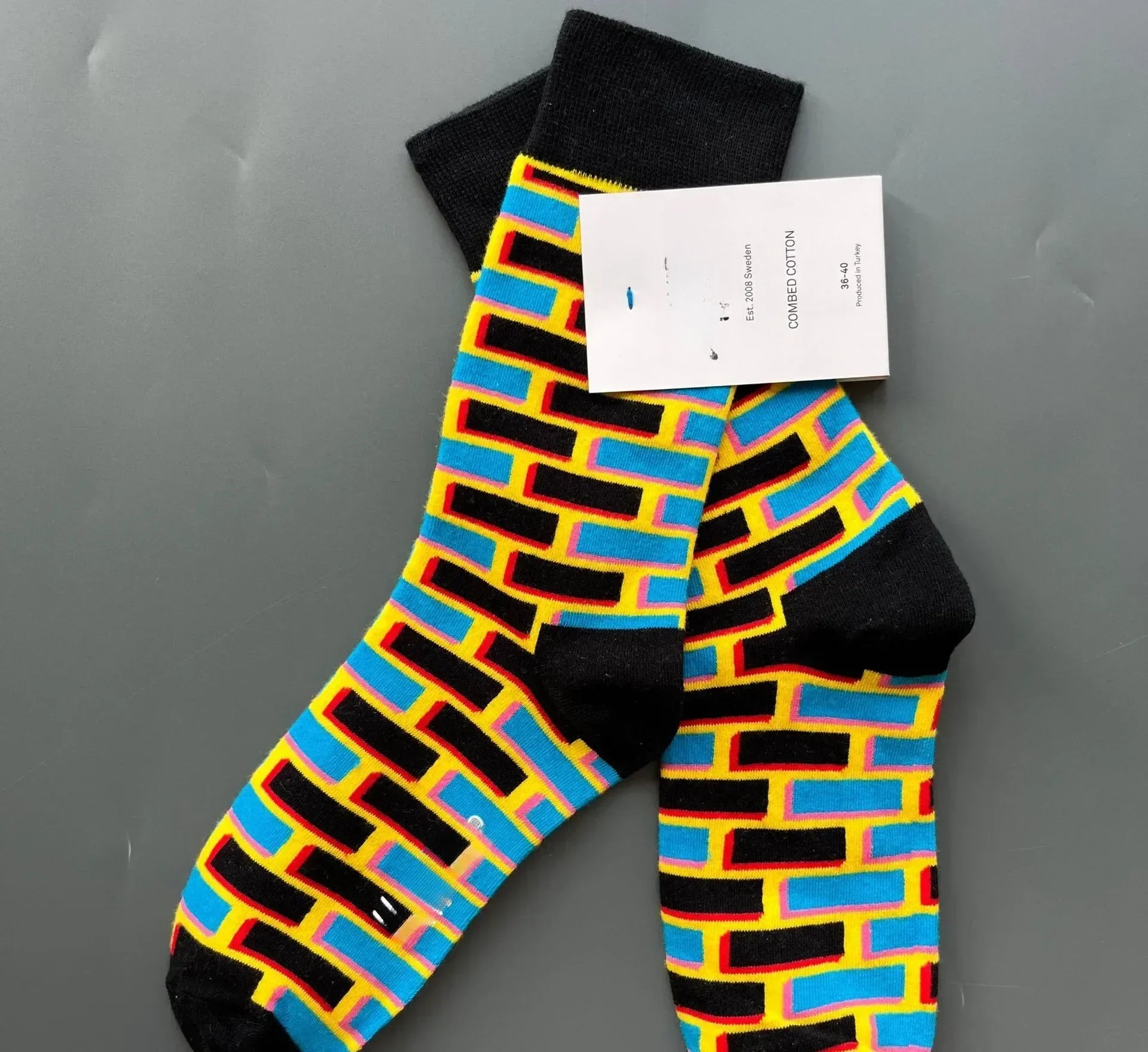 Brick by Brick Crew Socks | Geometric Cotton Crew Socks