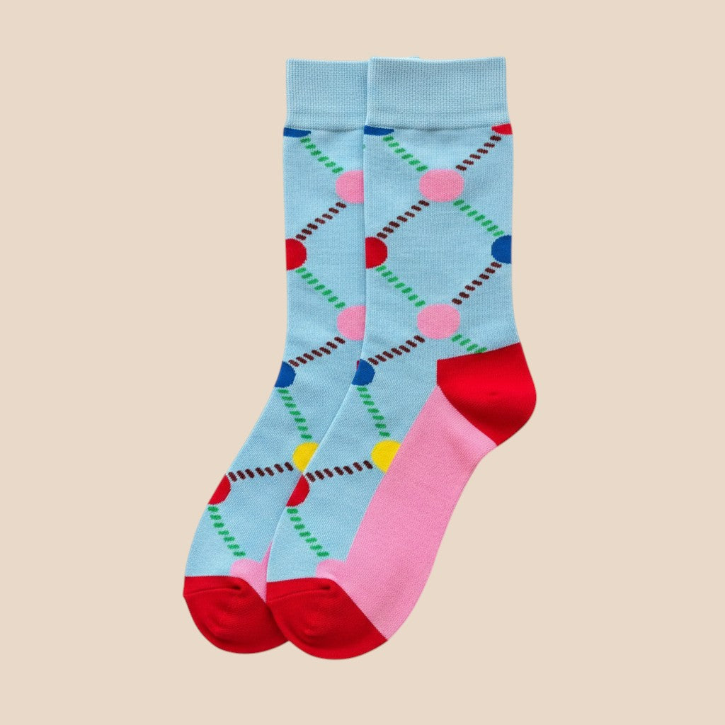 Pastel Dot Colorful Crew Socks