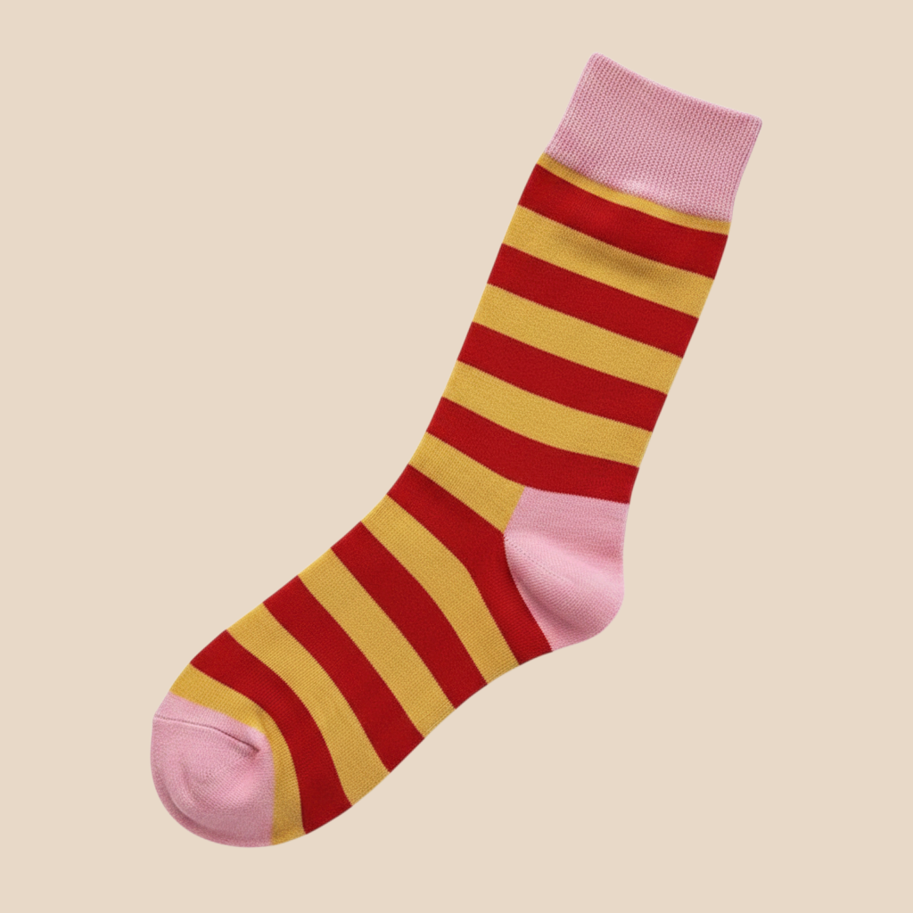 Golden Hour Crew Socks | Mustard & Burgundy Stripe Socks